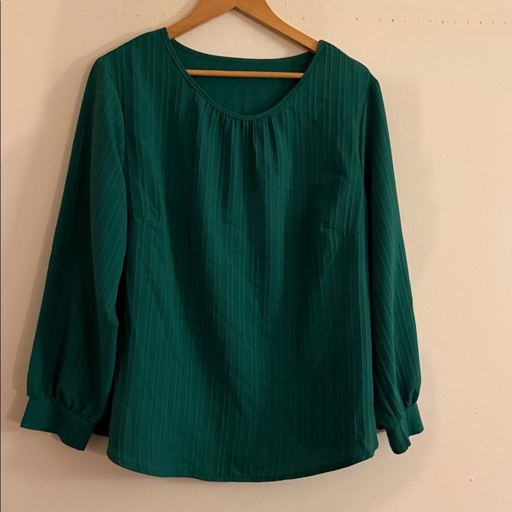 SHEIN Teal Blouse with Pinstripes
